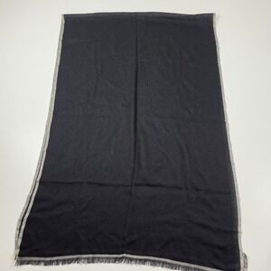 Kate Kanyon Cashmere Scarf Black Grey Fringe Geometric Pattern Hand Woven